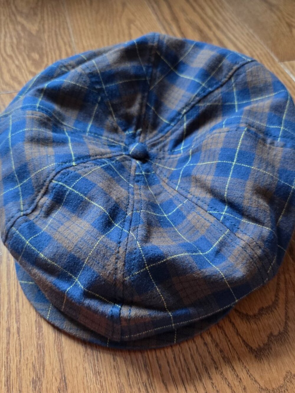 XL Goorin Bros Blue and Brown Plaid Tartan Newsboy Flat Cap